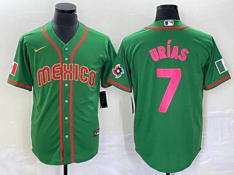 Men%27s Mexico Baseball #7 Julio Urias 2023 Green World Classic Stitched Jersey3->2023 world baseball classic->MLB Jersey